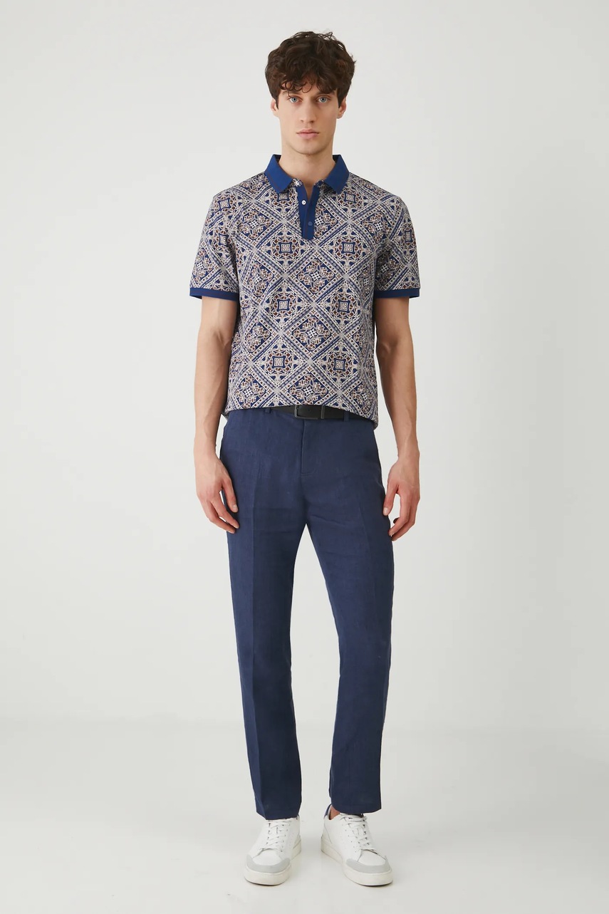Хлопковое поло Medicine цвет синий узор