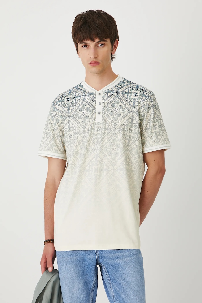 Medicine tricou polo culoarea bej, cu imprimeu