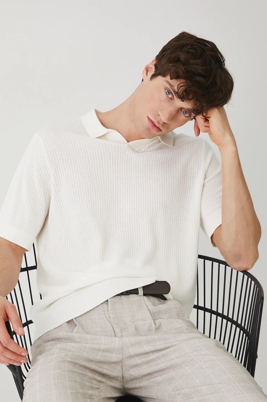 Medicine tricou polo culoarea bej, neted