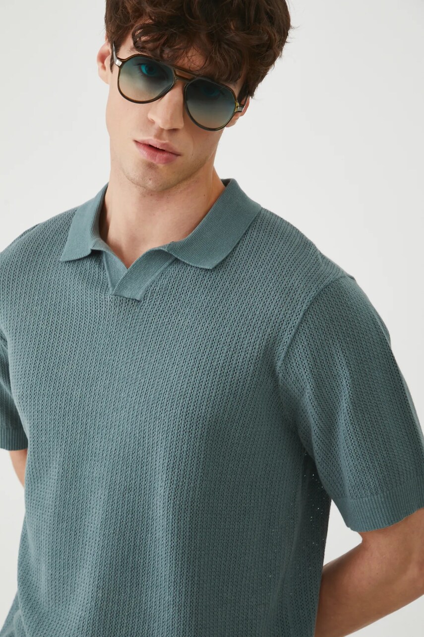 Medicine tricou polo culoarea verde, neted