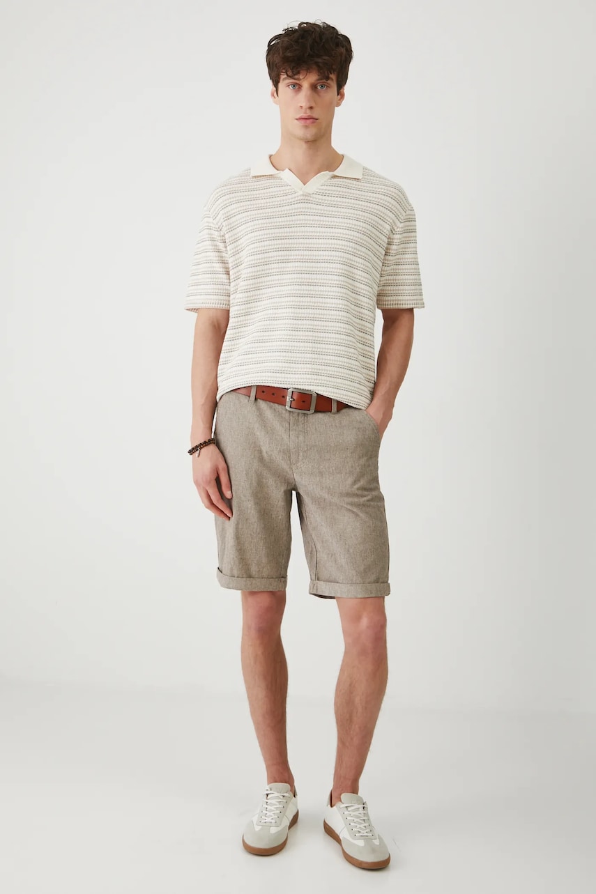 Medicine tricou polo barbati, culoarea bej, modelator