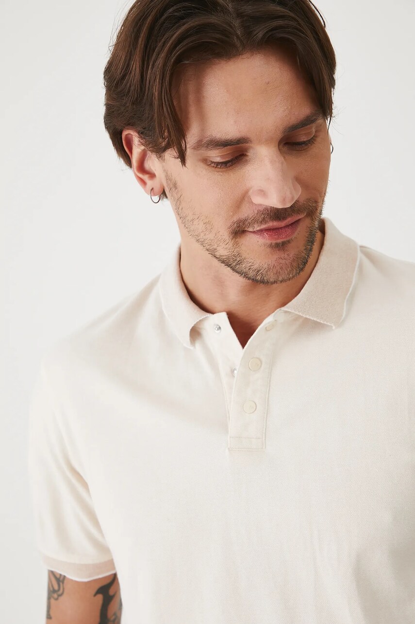 Medicine tricou polo culoarea bej, melanj