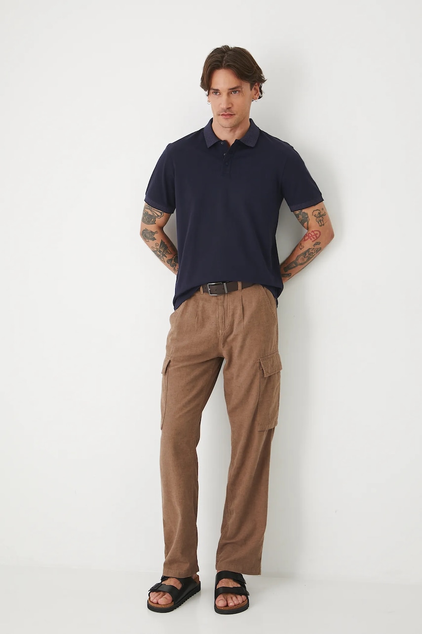 Medicine tricou polo culoarea albastru marin, neted