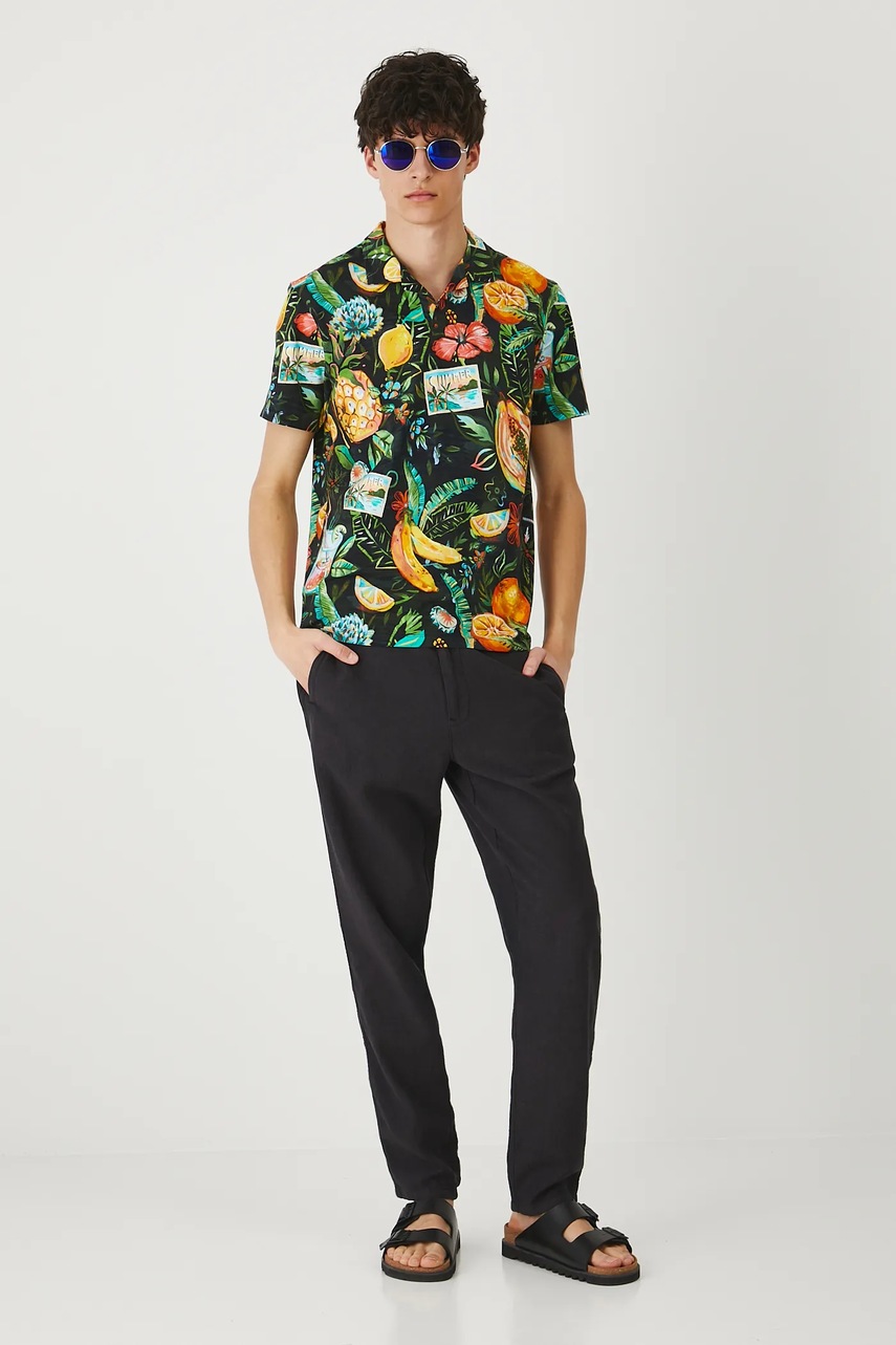 Хлопковое поло Medicine цвет чёрный узор