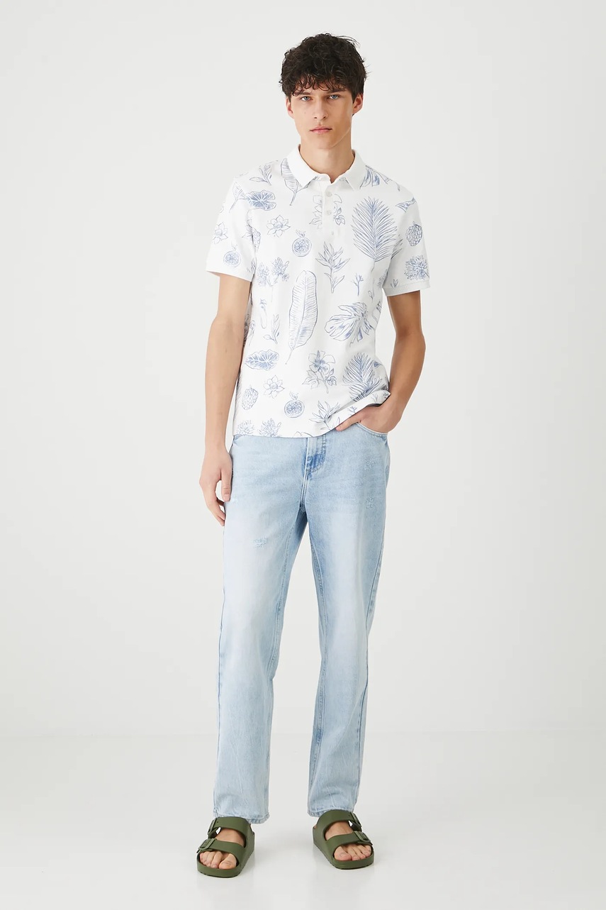 Хлопковое поло Medicine цвет белый узор