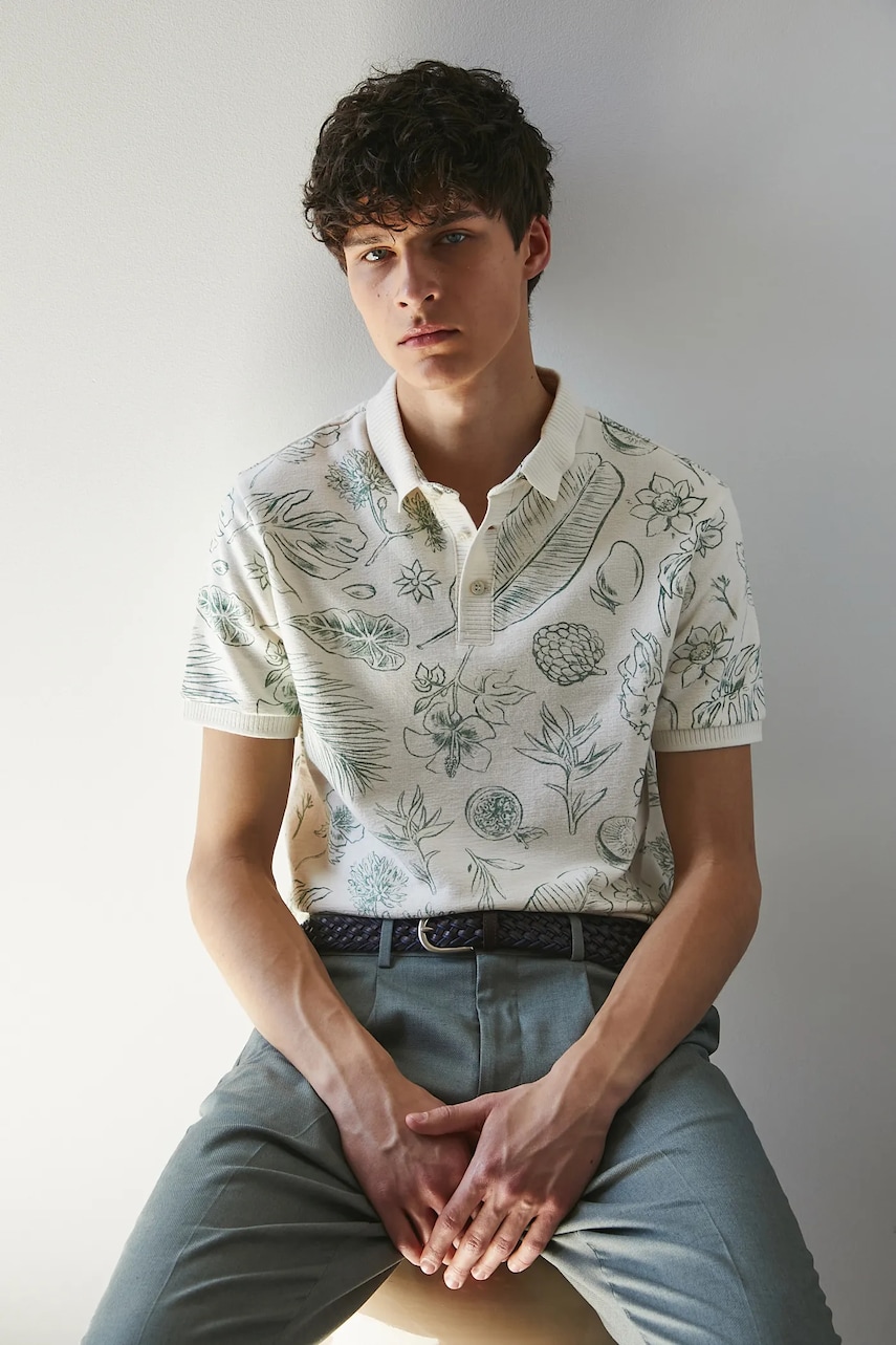 Medicine polo de bumbac culoarea bej, modelator