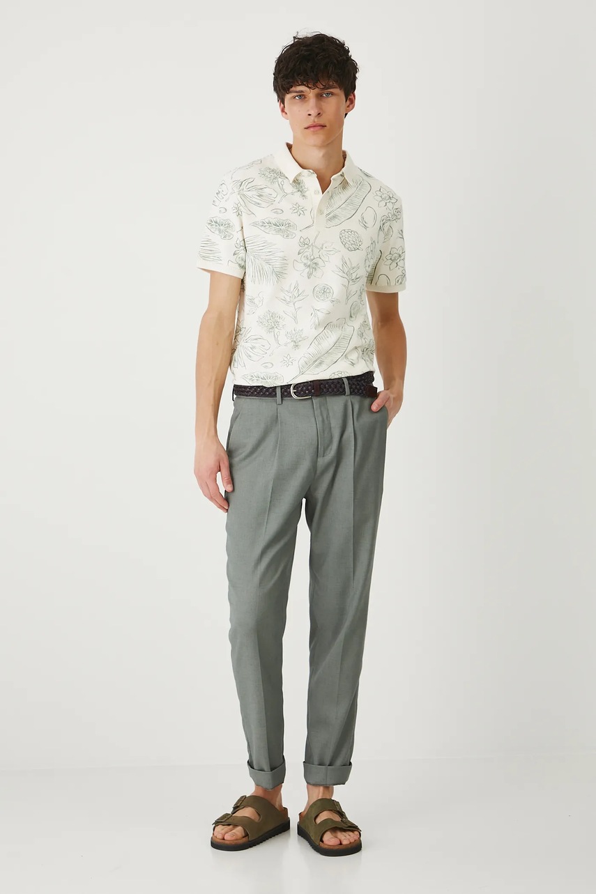 Хлопковое поло Medicine цвет бежевый узор