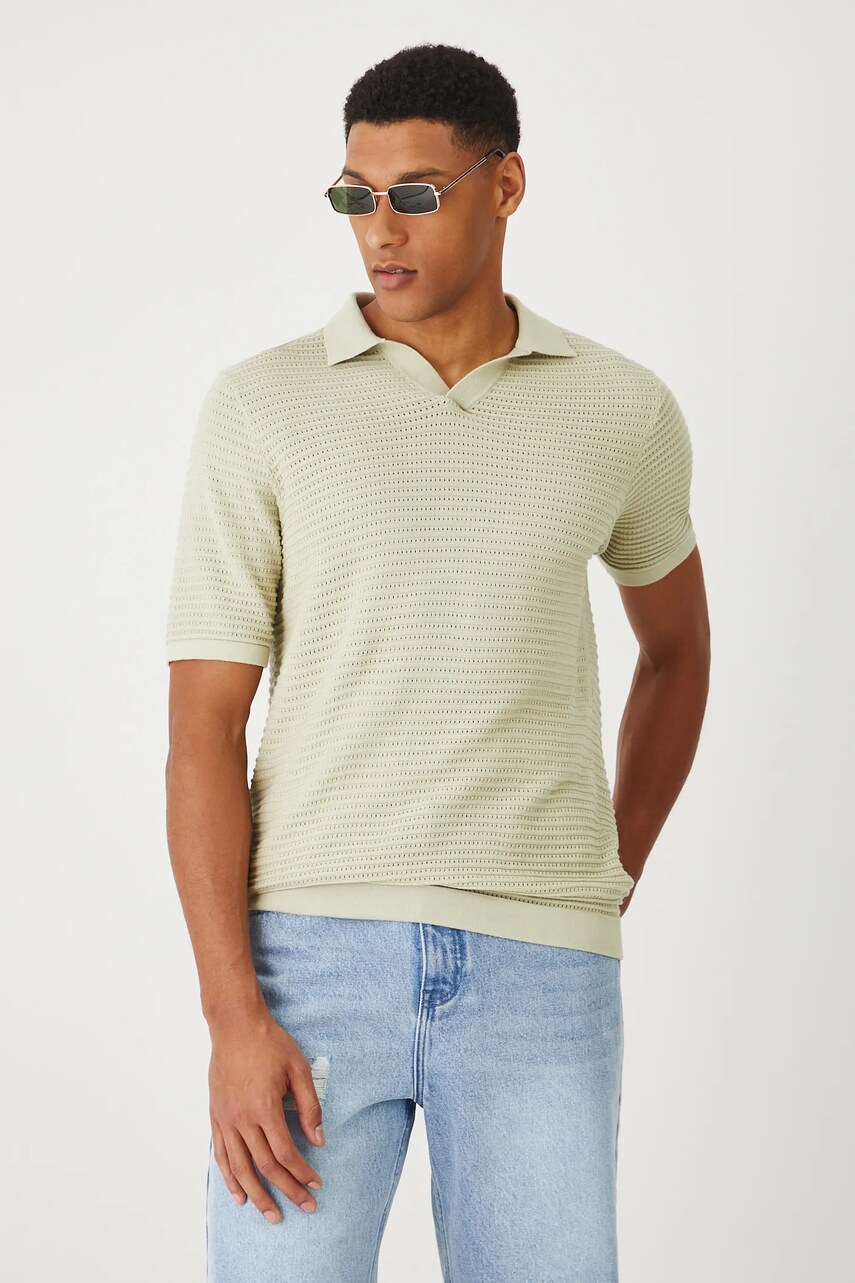 Medicine tricou polo culoarea verde, neted