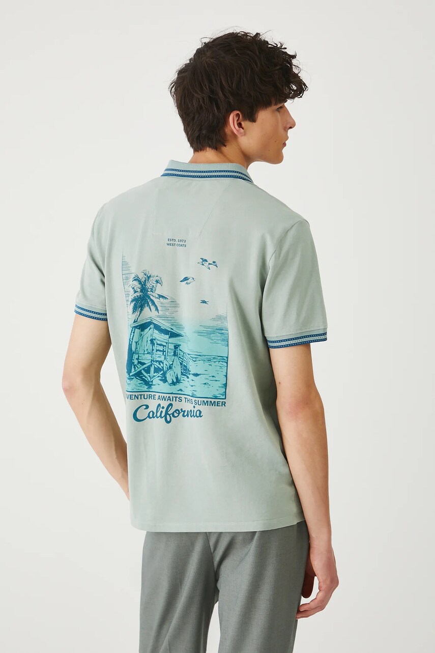 Medicine tricou polo culoarea verde, cu imprimeu