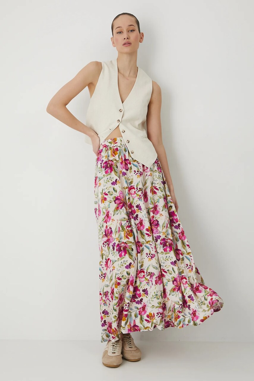 Medicine fusta culoarea bej, maxi, evazati