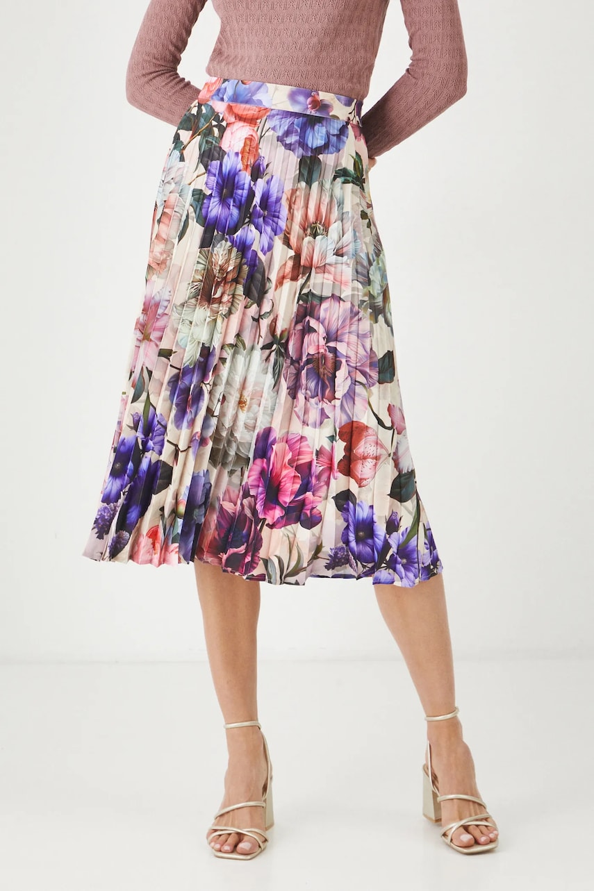 Medicine fusta culoarea bej, midi, evazati Medicine fusta culoarea bej, midi, evazati