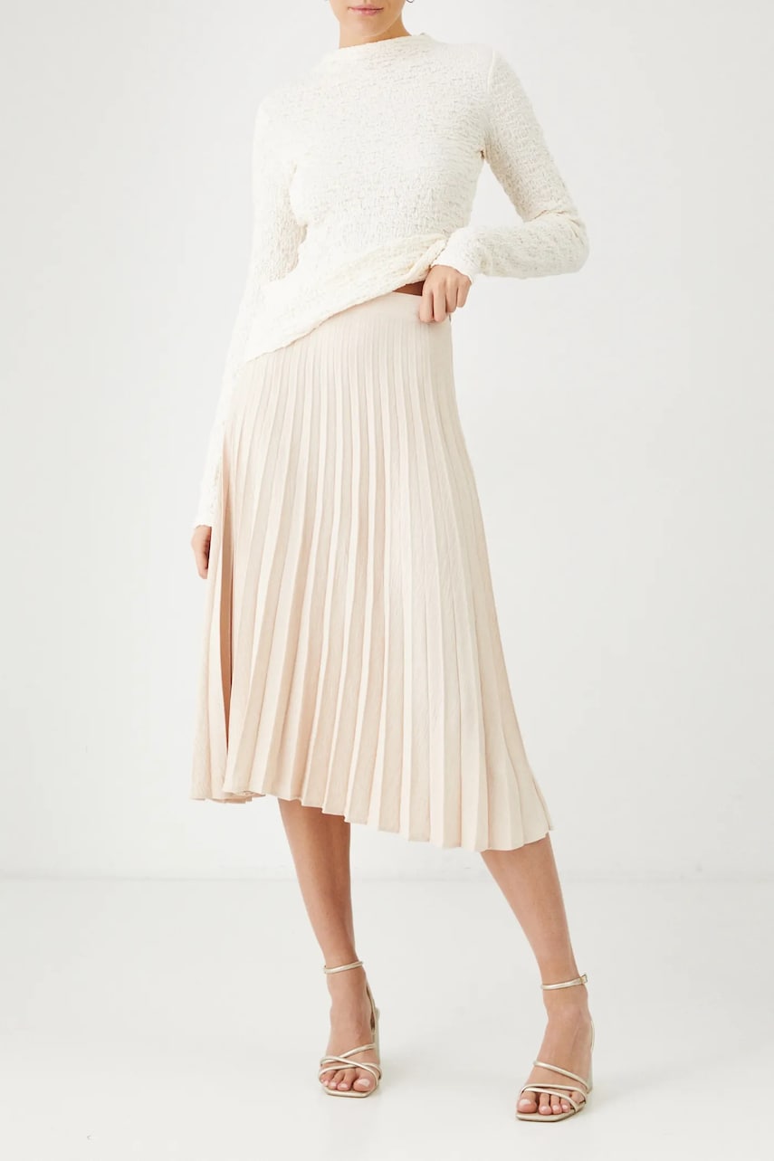Medicine fusta culoarea bej, midi, evazati Medicine fusta culoarea bej, midi, evazati