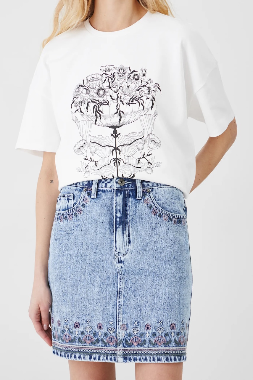 Medicine fusta din bumbac denim mini, drept