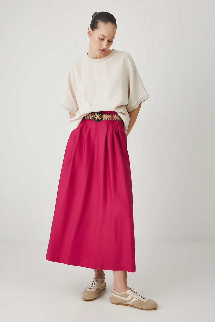 Medicine fusta culoarea roz, maxi, evazati