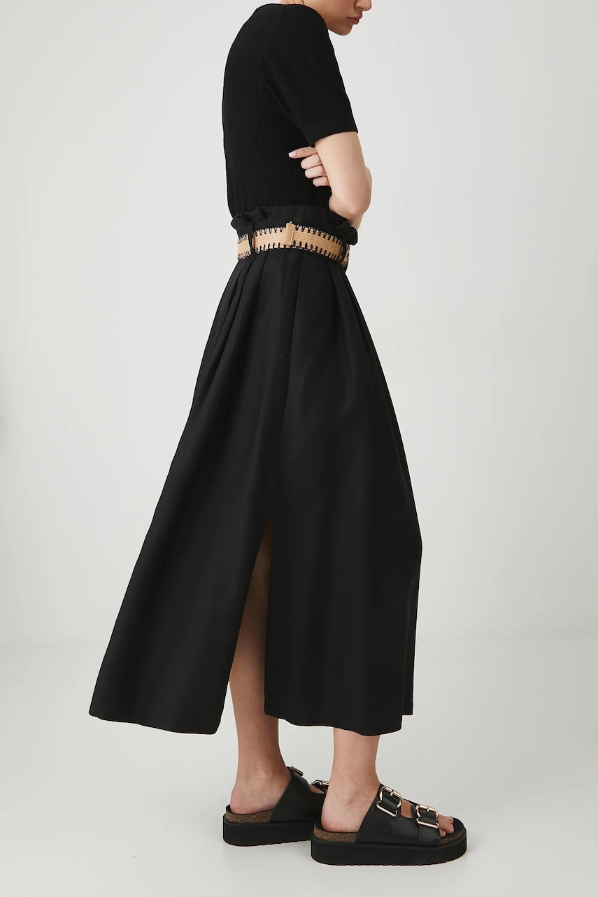 Medicine fusta culoarea negru, maxi, evazati