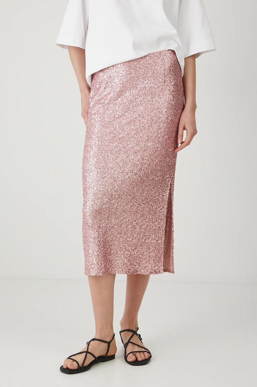 Medicine fusta culoarea roz, midi, drept