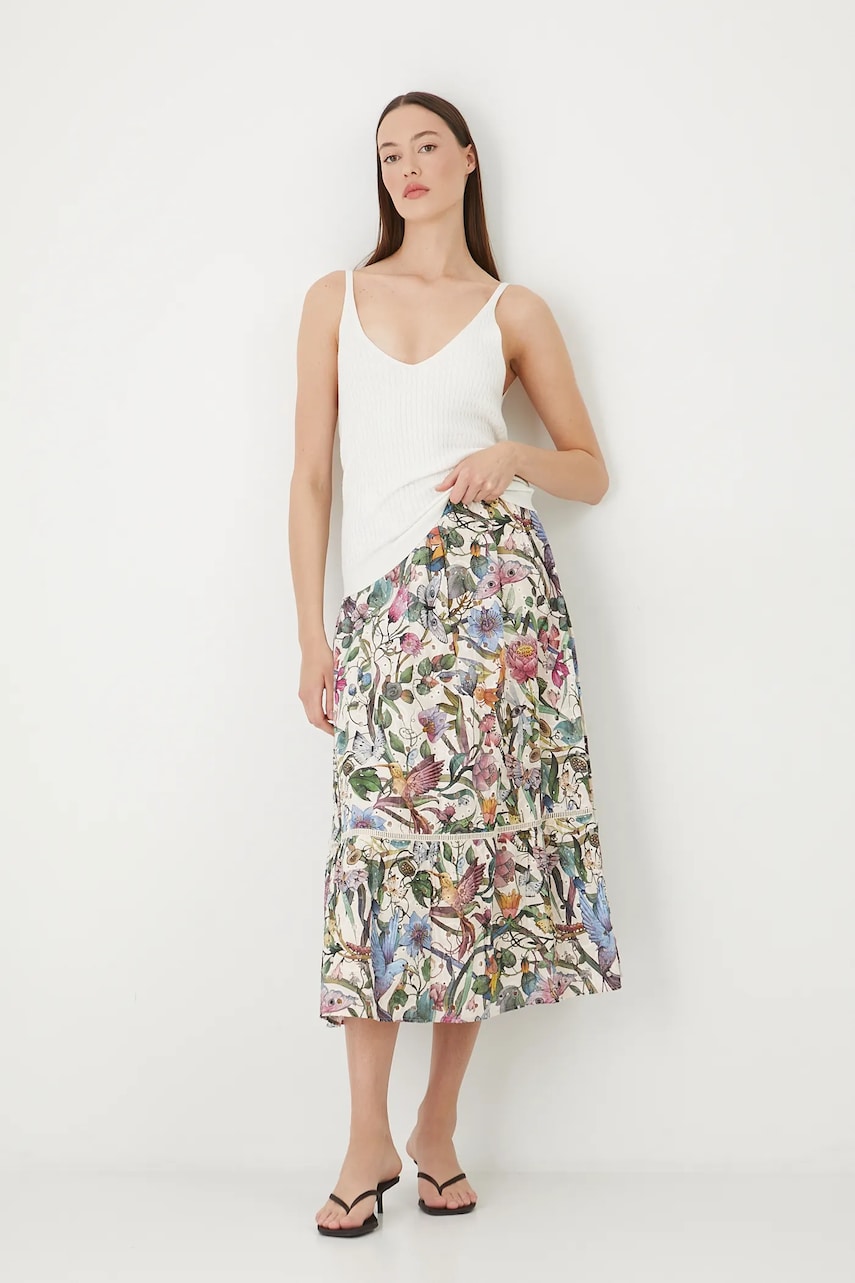 Medicine fusta din bumbac culoarea bej, maxi, evazati Medicine fusta din bumbac culoarea bej, maxi, evazati