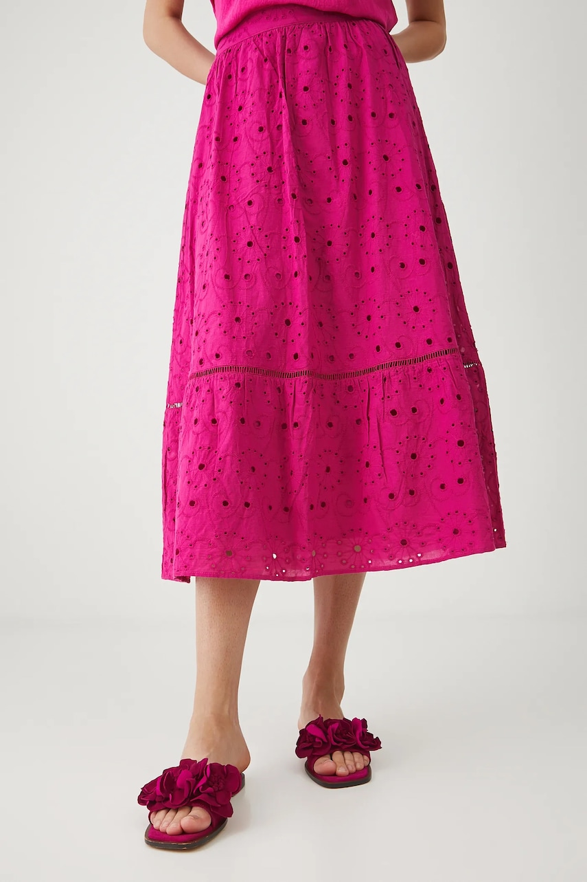 Medicine fusta din bumbac culoarea violet, maxi, evazati Medicine fusta din bumbac culoarea violet, maxi, evazati