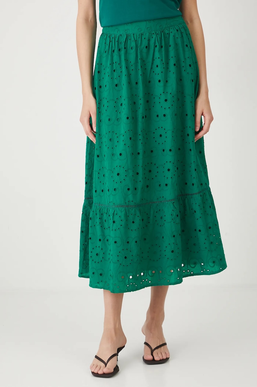 Medicine fusta din bumbac culoarea verde, maxi, evazati Medicine fusta din bumbac culoarea verde, maxi, evazati
