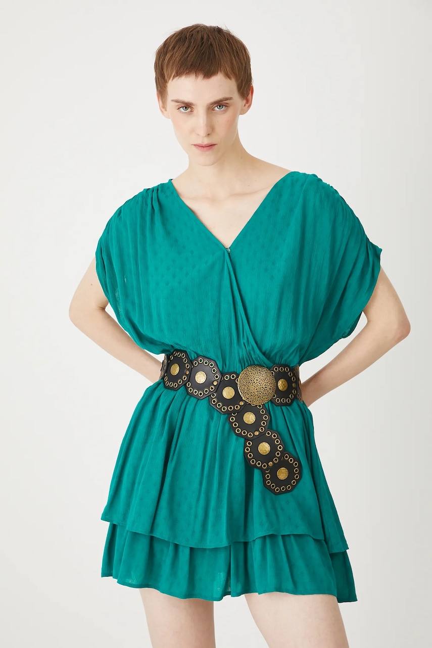 Medicine salopeta culoarea verde, cu decolteu in v