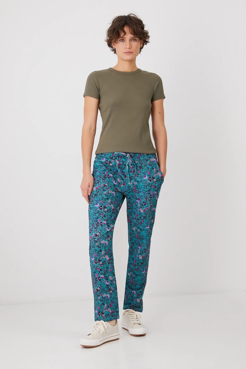 Medicine pantaloni de trening din bumbac femei, culoarea verde, modelator