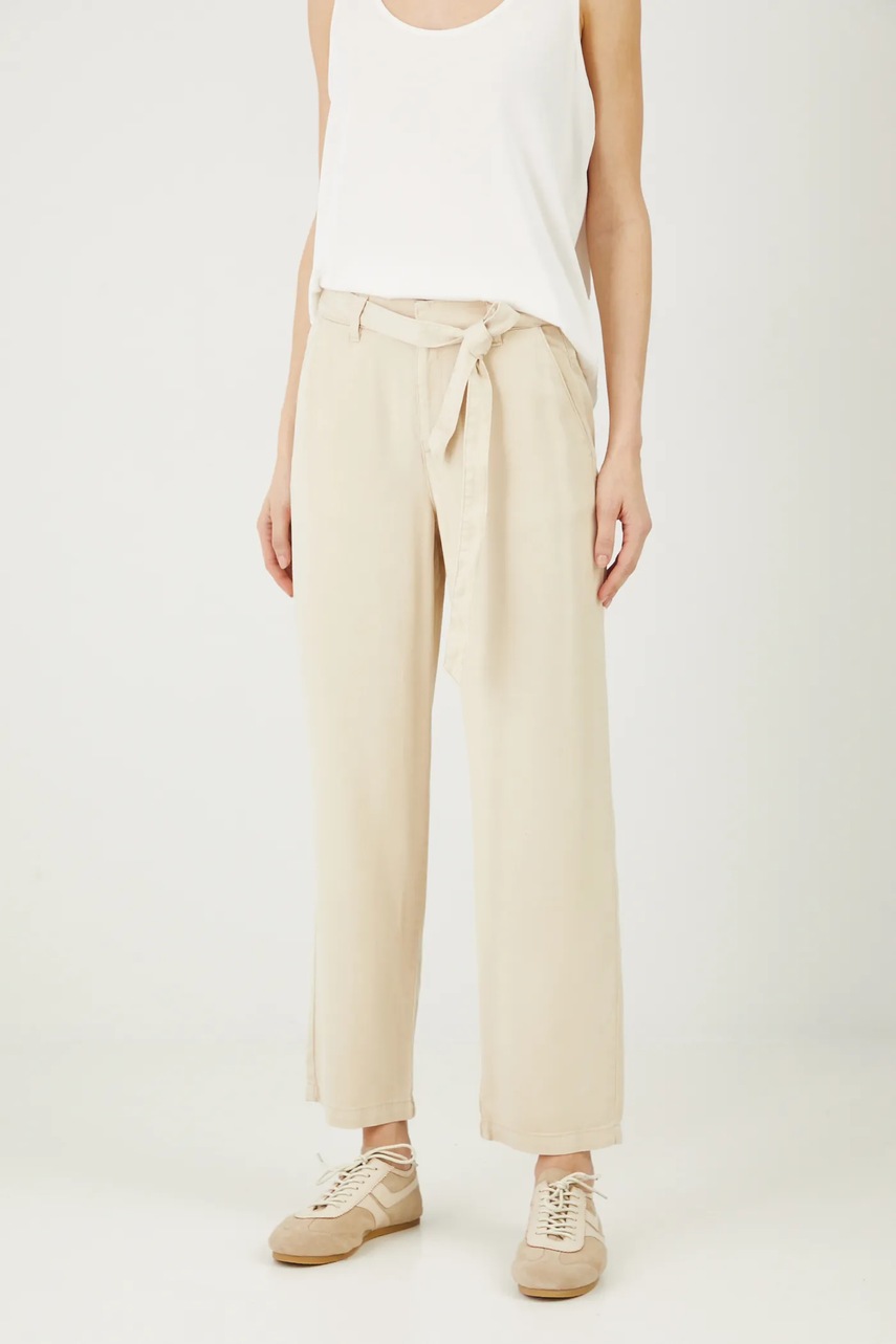 Medicine pantaloni femei, culoarea bej, drept, medium waist