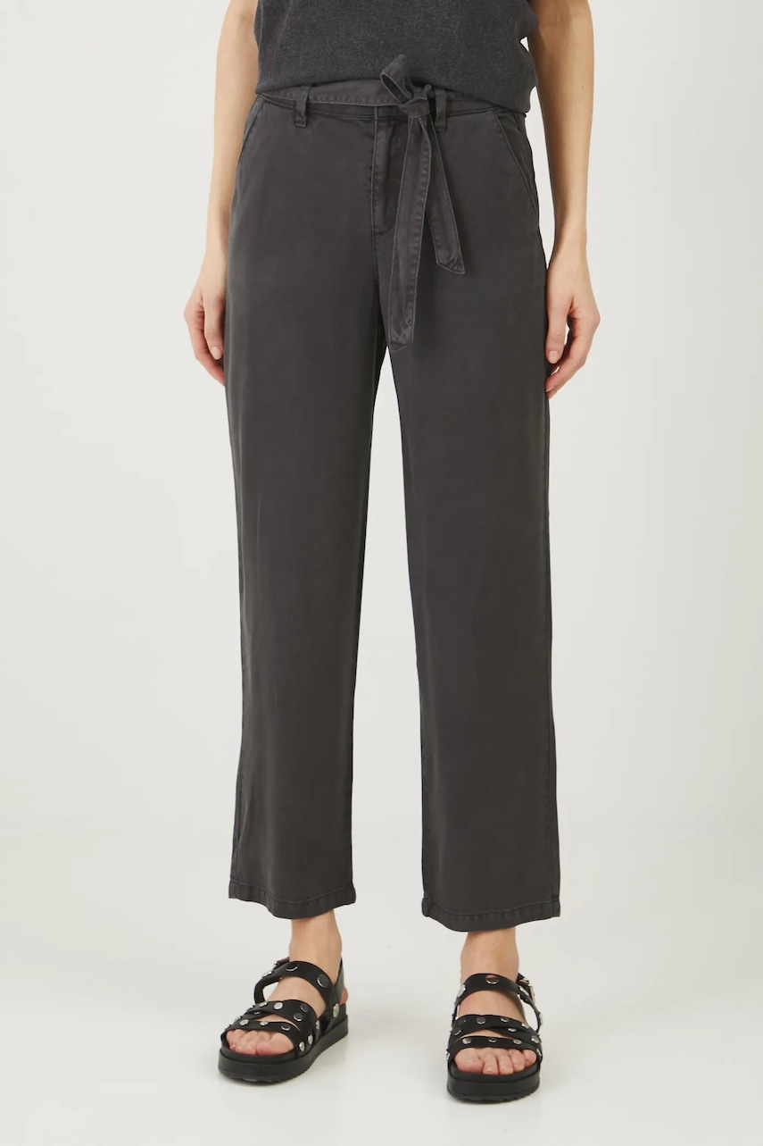 Medicine pantaloni femei, culoarea gri, drept, medium waist