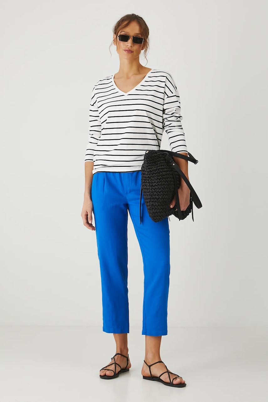 Medicine pantaloni din in femei, fason chinos, medium waist