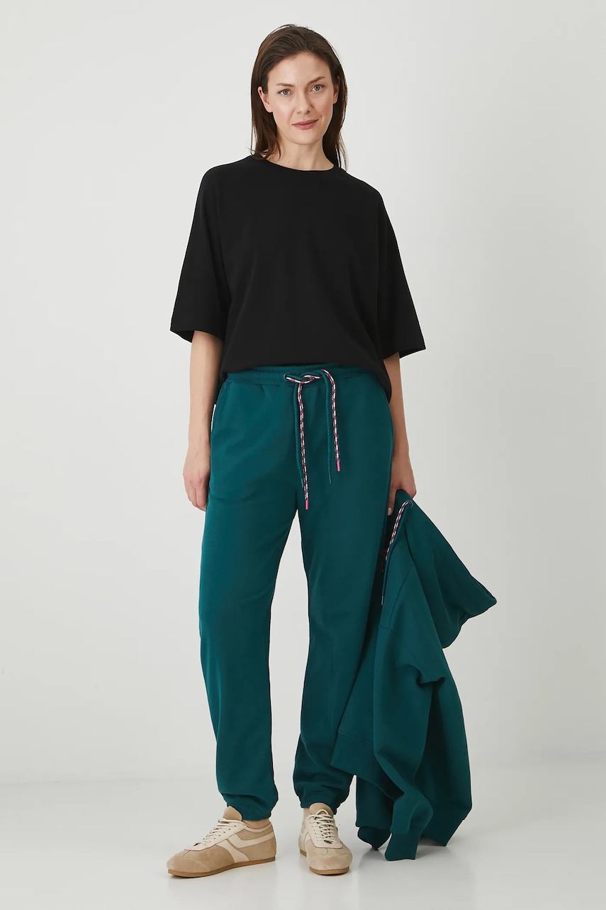 Medicine pantaloni de trening femei, culoarea turcoaz, uni