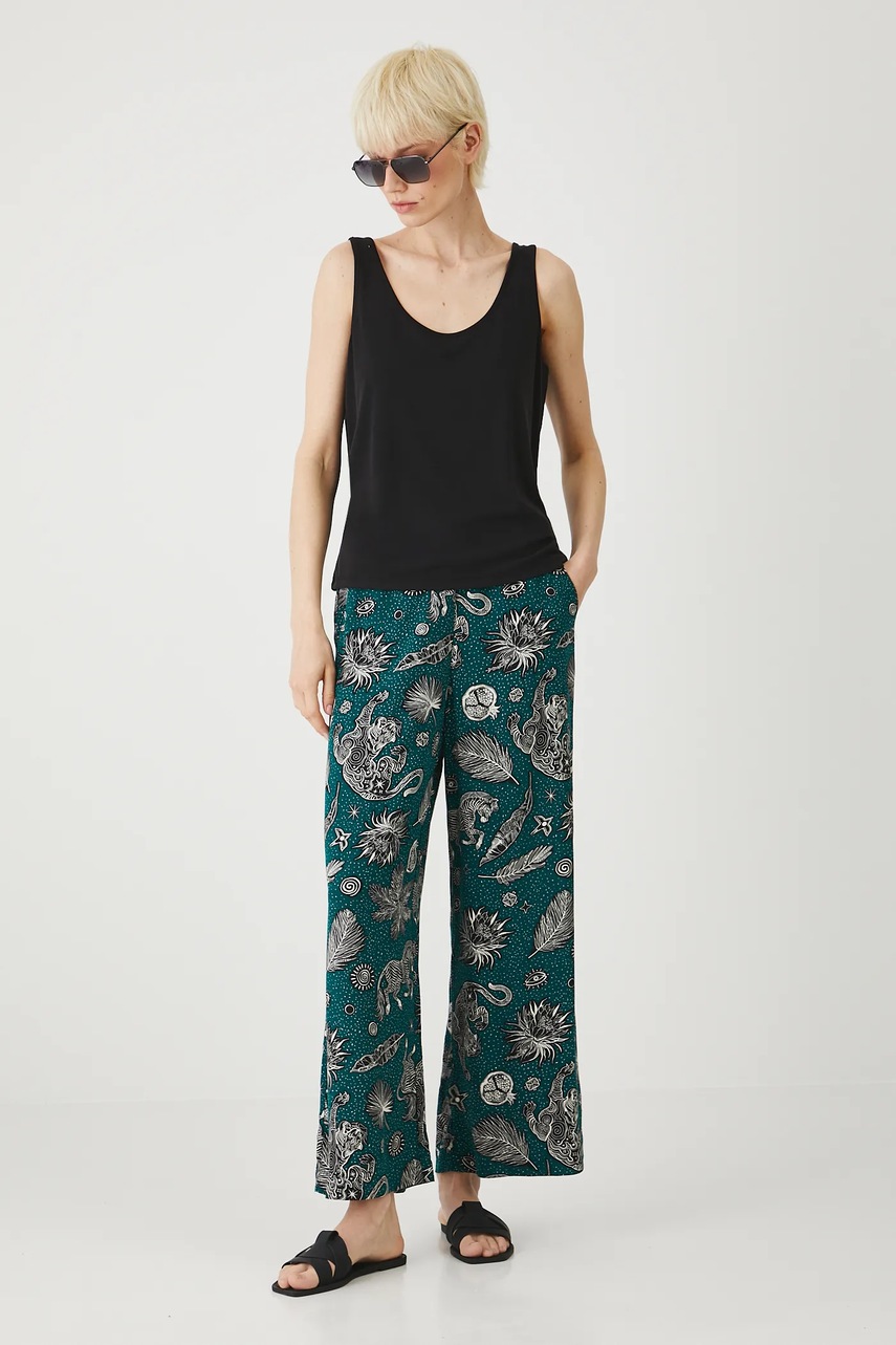 Брюки Medicine цвет зелёный широкие средняя посадка