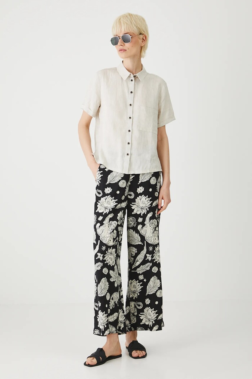 Medicine pantaloni culoarea negru, lat, medium waist
