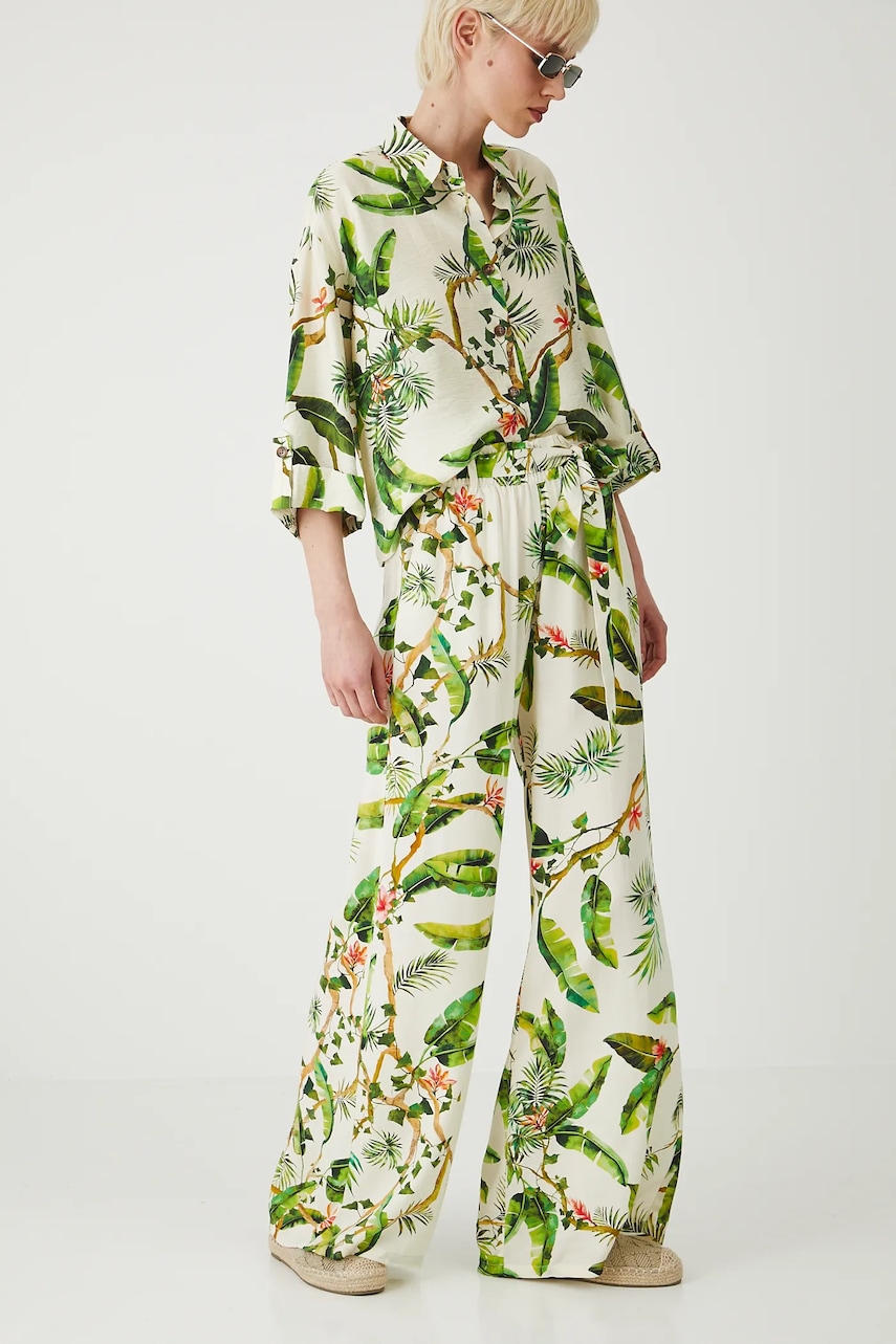 Levně Kalhoty Medicine dámské, béžová barva, široké, medium waist