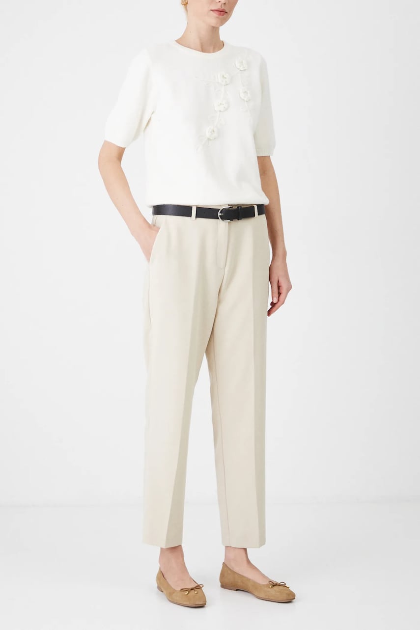 Medicine pantaloni femei, culoarea bej, fason chinos, medium waist