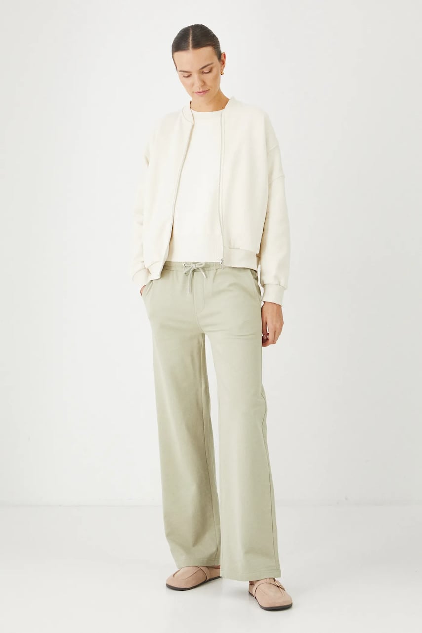 Medicine pantaloni de trening din bumbac femei, culoarea verde, neted