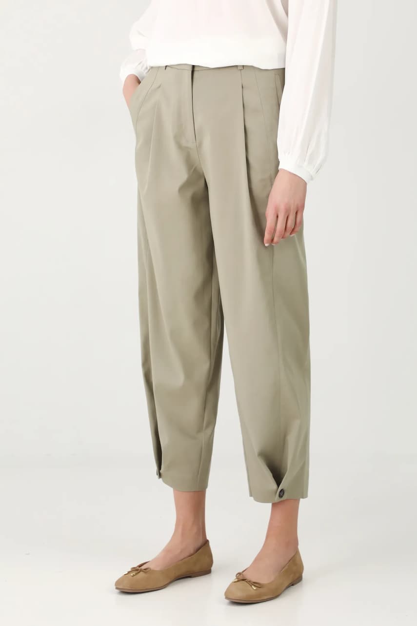 Medicine pantaloni femei, culoarea verde, fason tigareta, medium waist