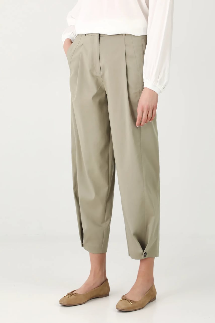 Medicine pantaloni culoarea verde, lat, medium waist