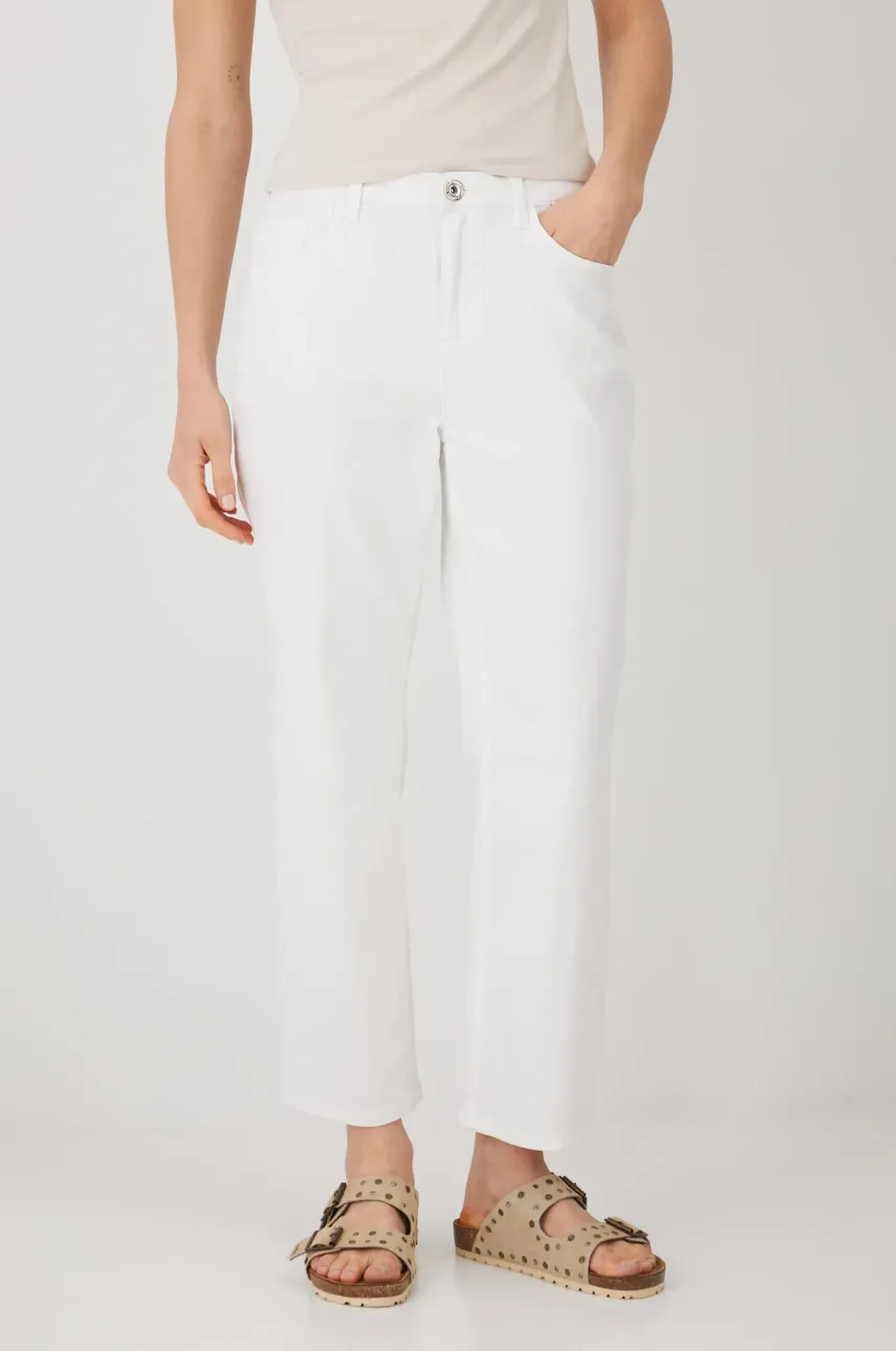 Medicine pantaloni femei, culoarea bej, drept, medium waist