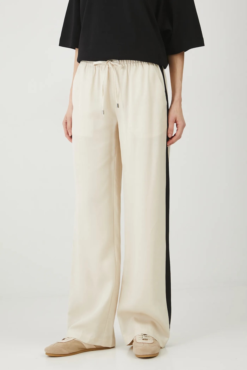 Medicine pantaloni femei, culoarea bej, lat, high waist