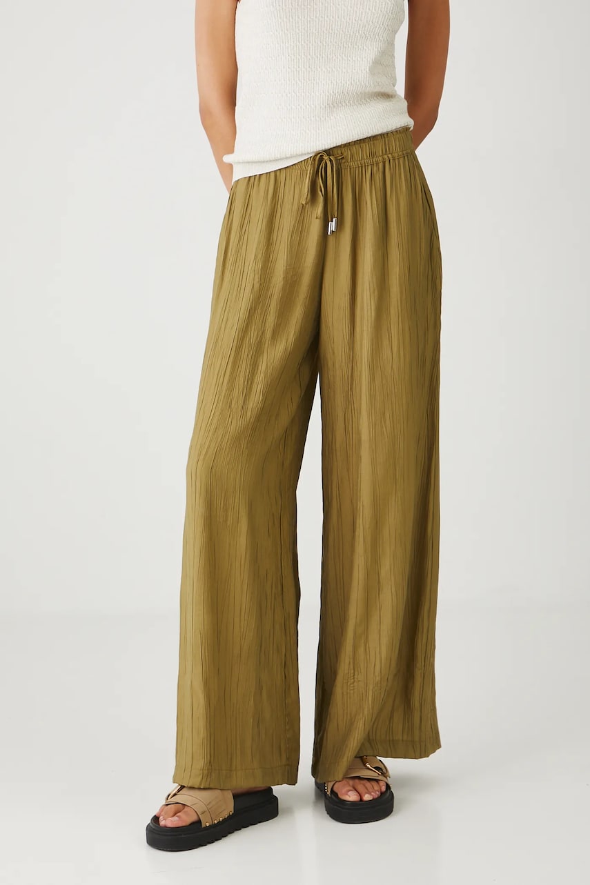Medicine pantaloni culoarea verde, lat, medium waist