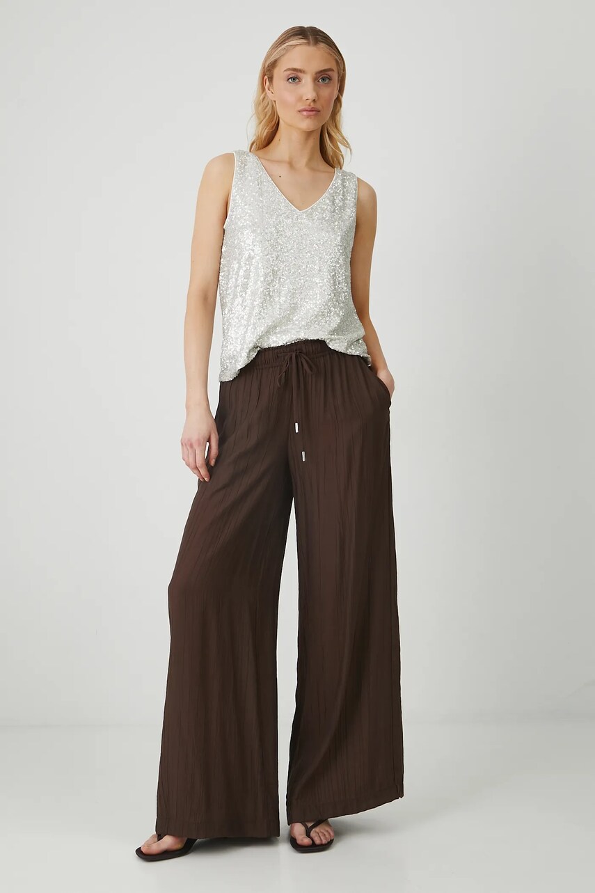 Medicine pantaloni culoarea maro, lat, medium waist