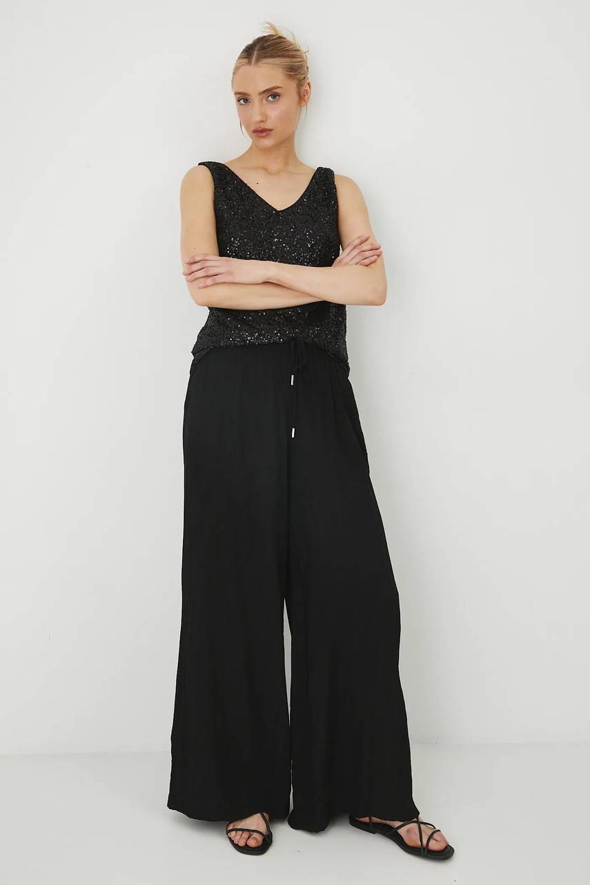 Medicine pantaloni culoarea negru, lat, medium waist