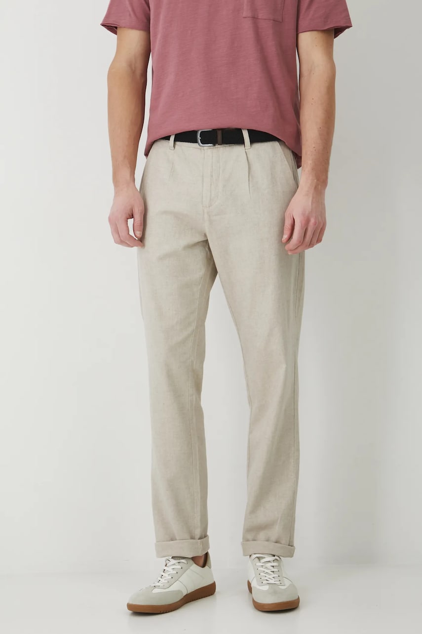 Medicine pantaloni din in barbati, culoarea bej, drept Medicine pantaloni din in barbati, culoarea bej, drept