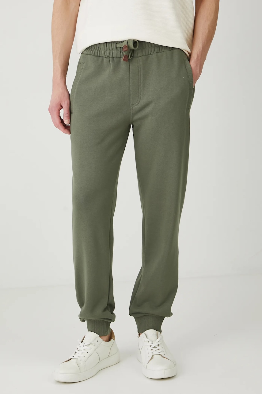 Medicine pantaloni de trening barbati, culoarea verde, neted