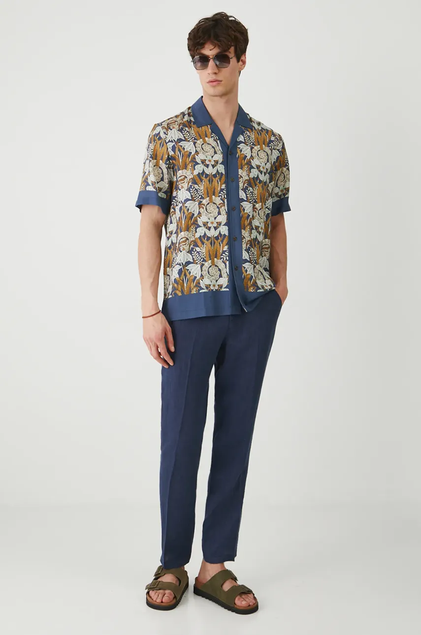 Льняные брюки Medicine мужские цвет синий прямое Льняные брюки Medicine мужские цвет синий прямое