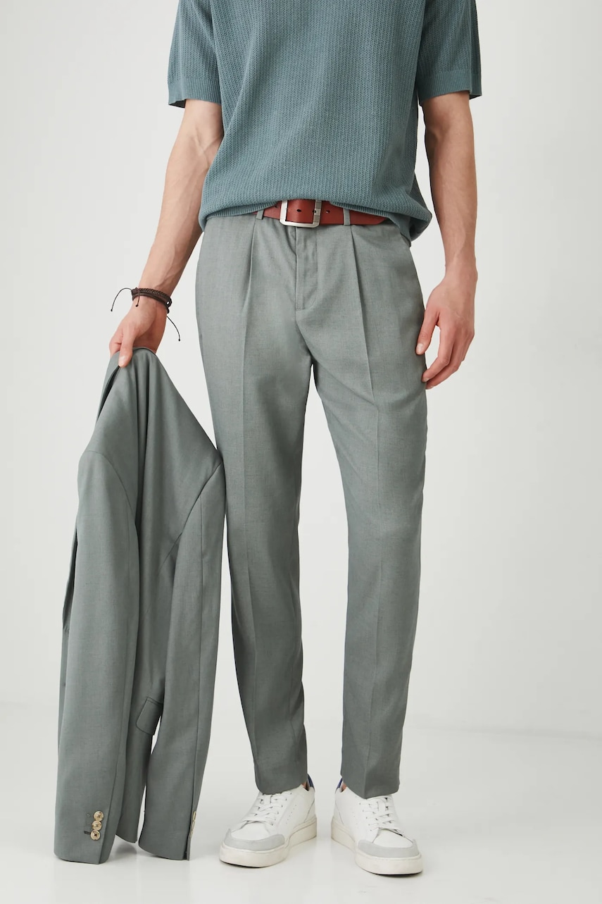 Medicine pantaloni culoarea verde, drept