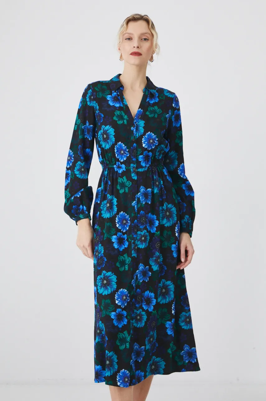 Medicine rochie culoarea negru, midi, evazată