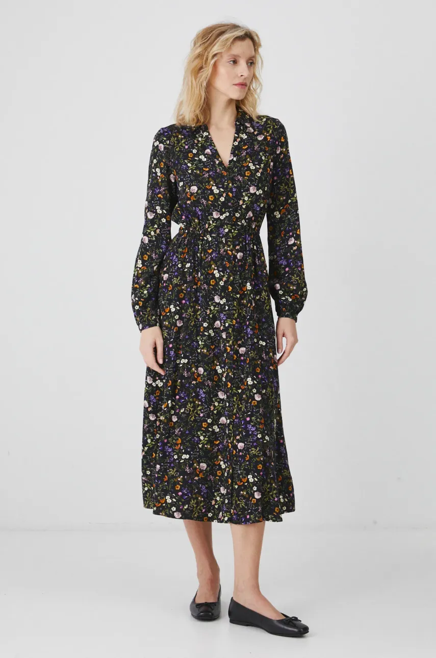 Medicine rochie culoarea negru, midi, evazată