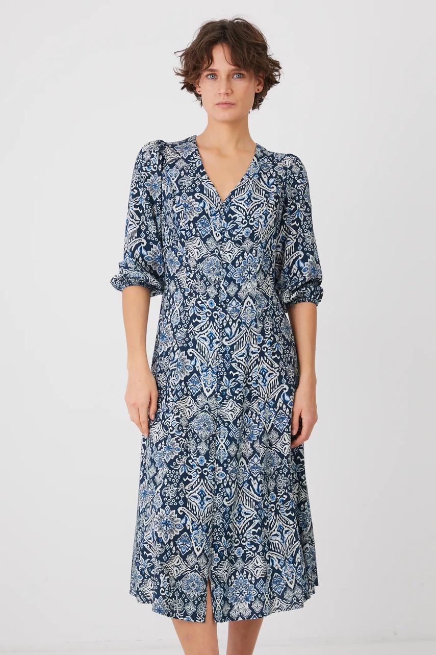 Medicine rochie culoarea bleumarin, midi, evazată