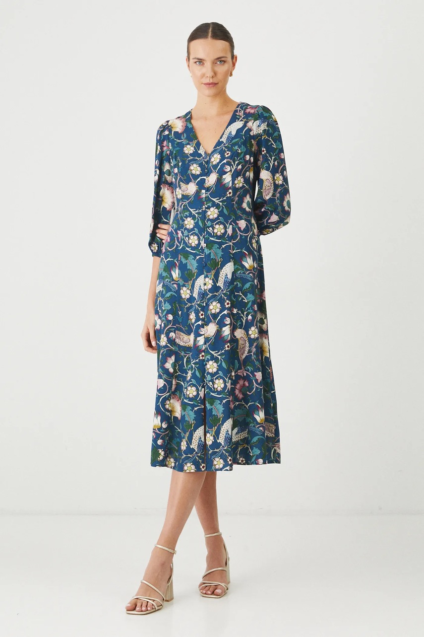 Medicine rochie culoarea bleumarin, midi, evazată