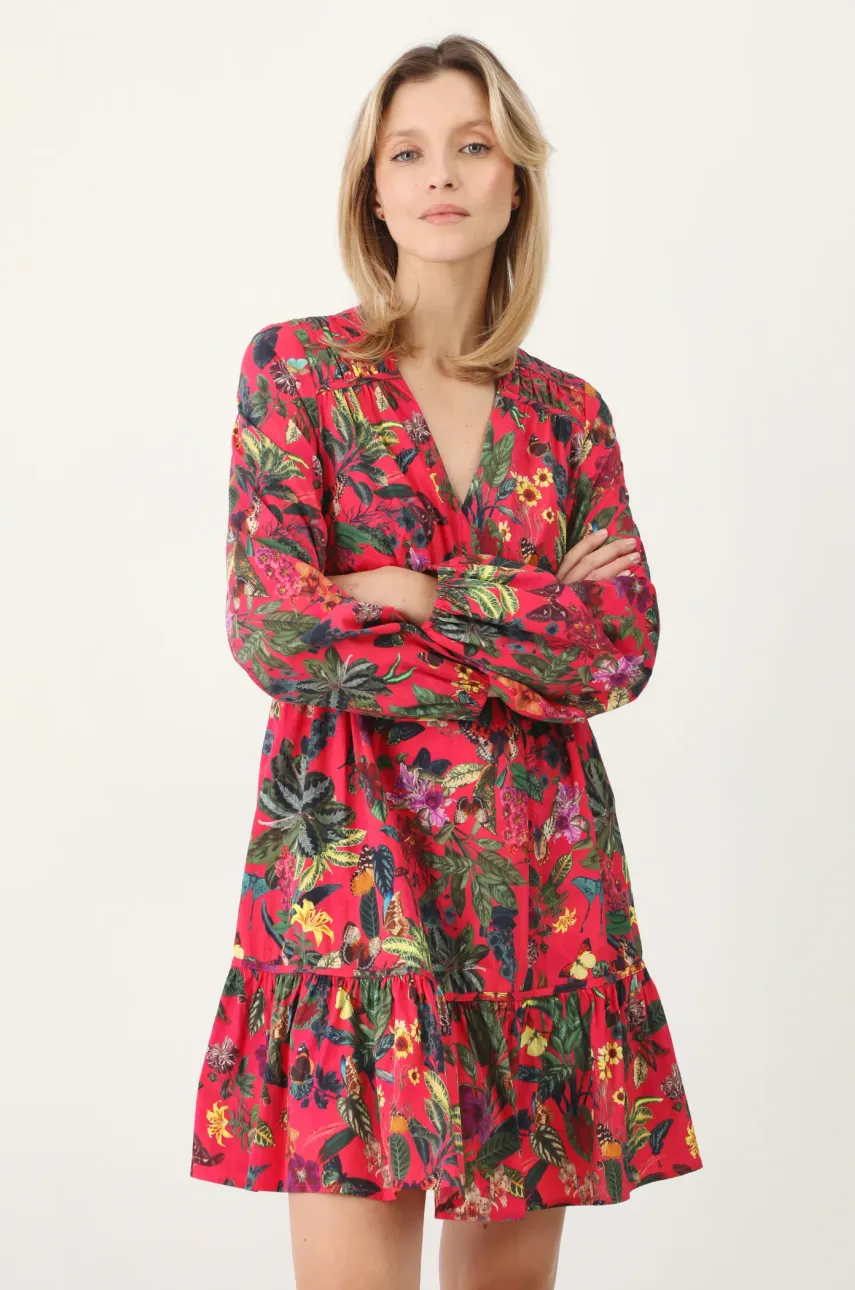 Medicine rochie culoarea roz, mini, evazată